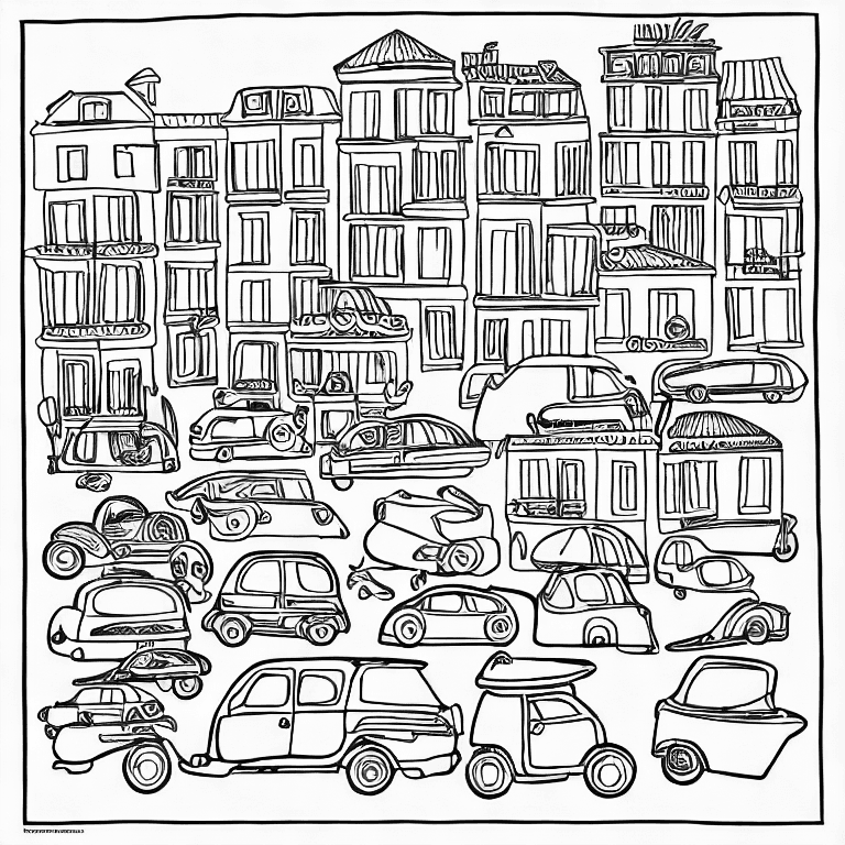 Coloring page of auto en la calle