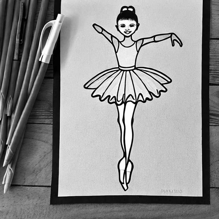 Coloring page of ballerina girl