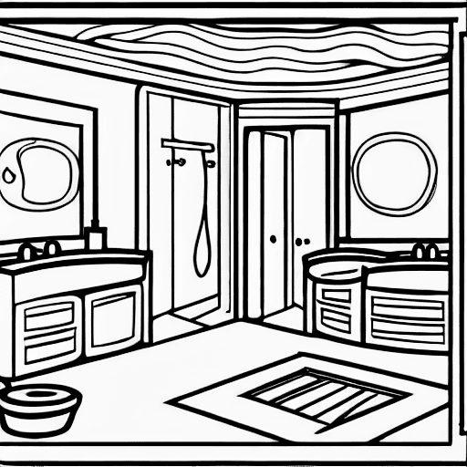 Coloring page of bathroom