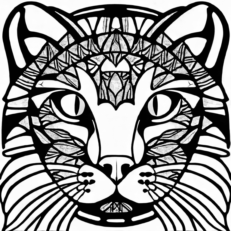 Coloring page of beautiful cat