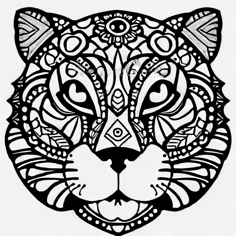 Coloring page of beautiful cat