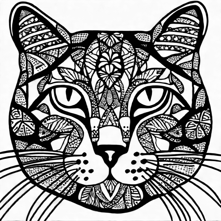 Coloring page of beautiful cat