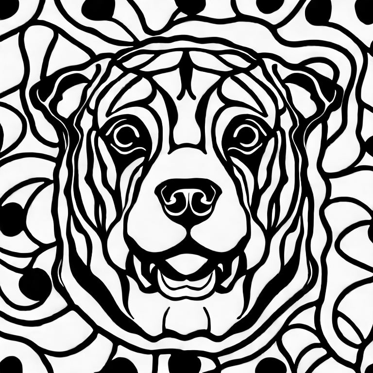 Coloring page of black and white pitbulls