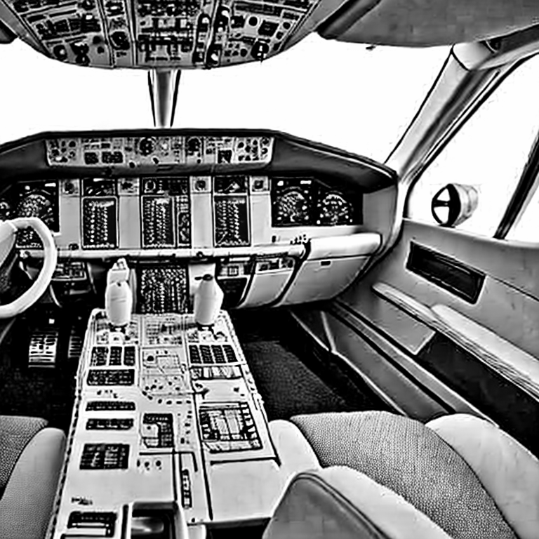 Coloring page of boing 787 flight deck
