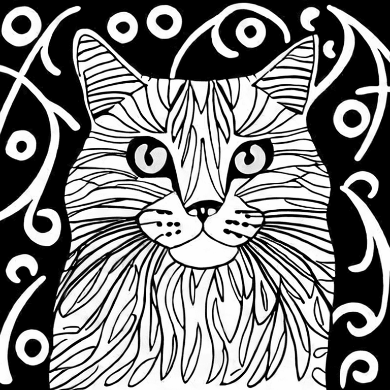 Coloring page of calico cat