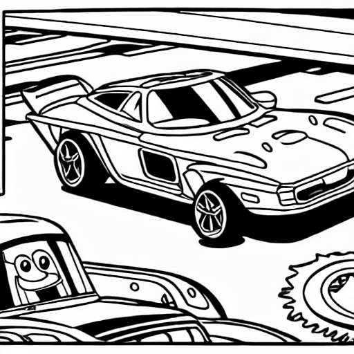 Coloring page of car race