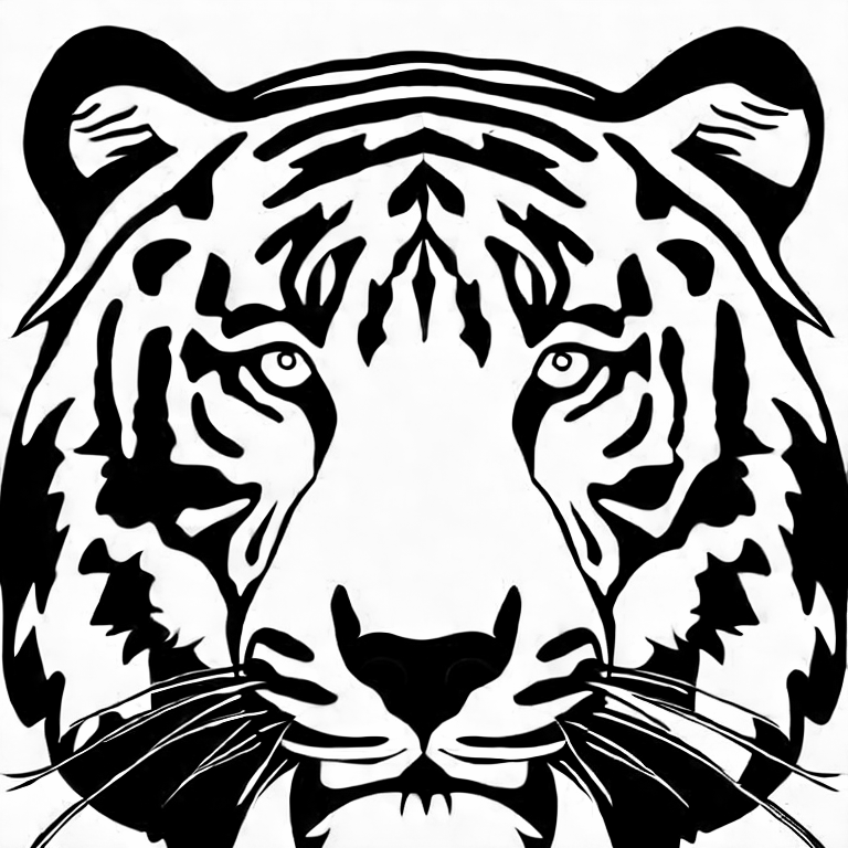 Coloring page of cartoon tiger no background white full body