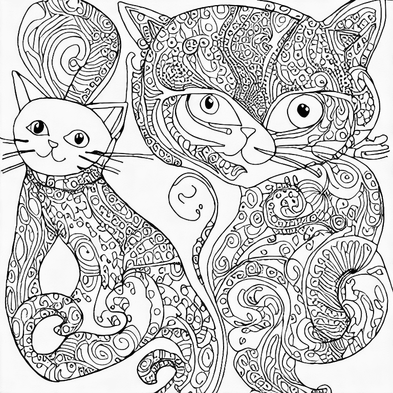 Coloring page of cat adorable