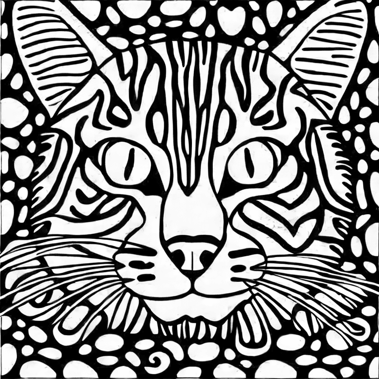 Coloring page of cat realistic