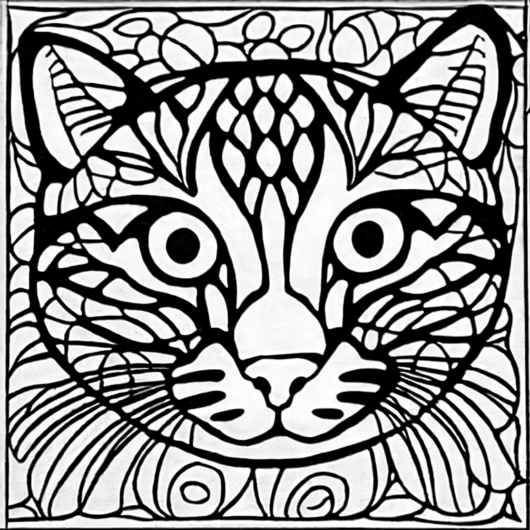 Coloring page of cat sketch pictures to color