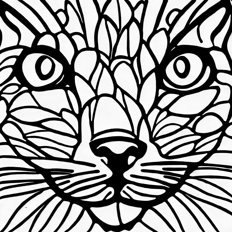 Coloring page of cat smile