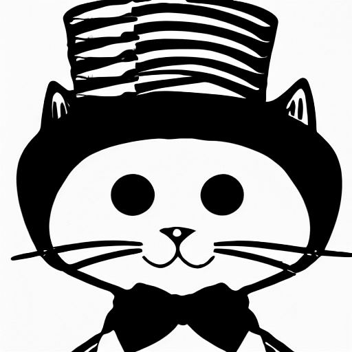 Coloring page of cat with a top hat