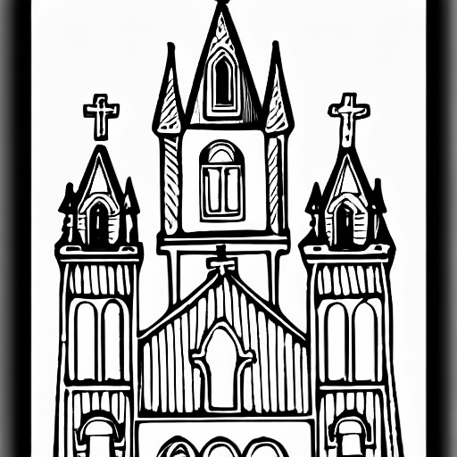 Coloring page of church