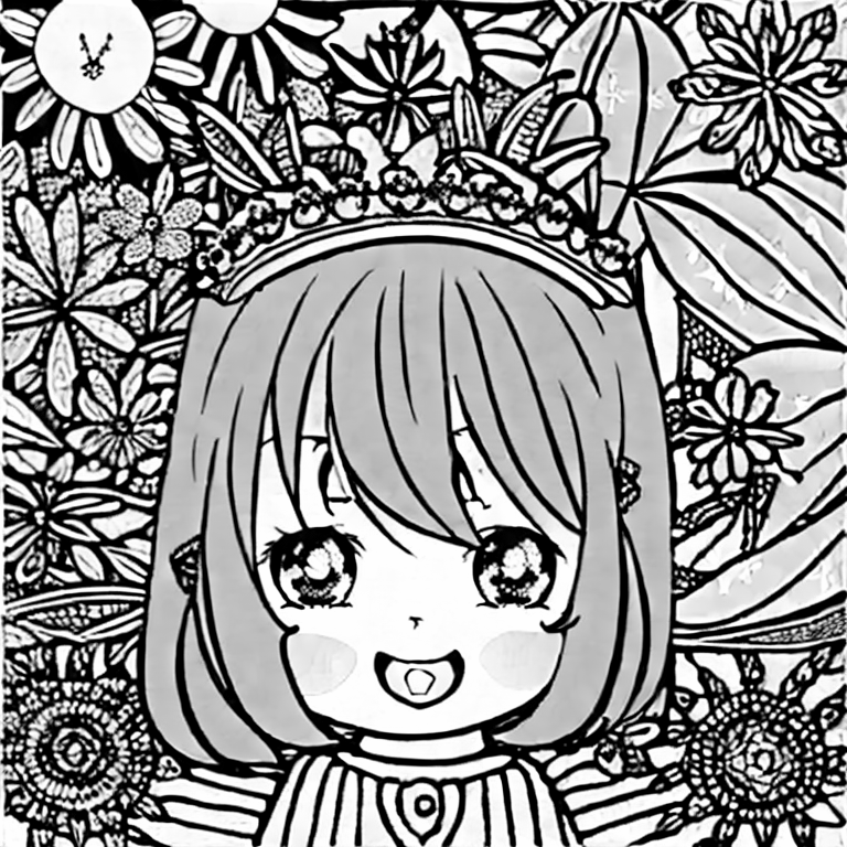 Coloring page of cute anime