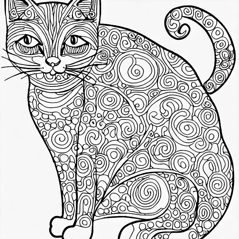 Coloring page of cute cat