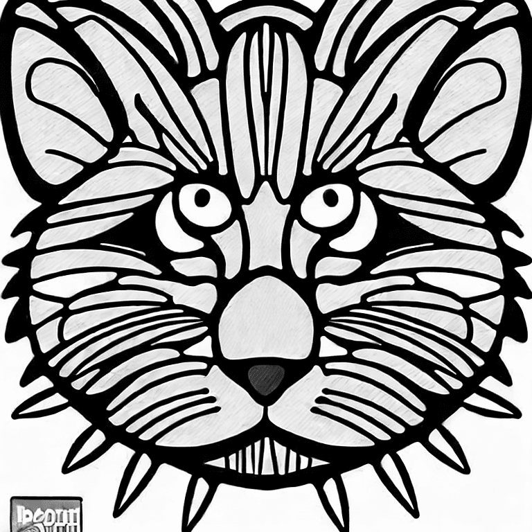 Coloring page of cute cat