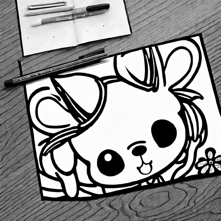Coloring page of cute chibi anime dog