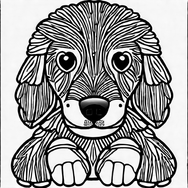 Coloring page of cute puppy
