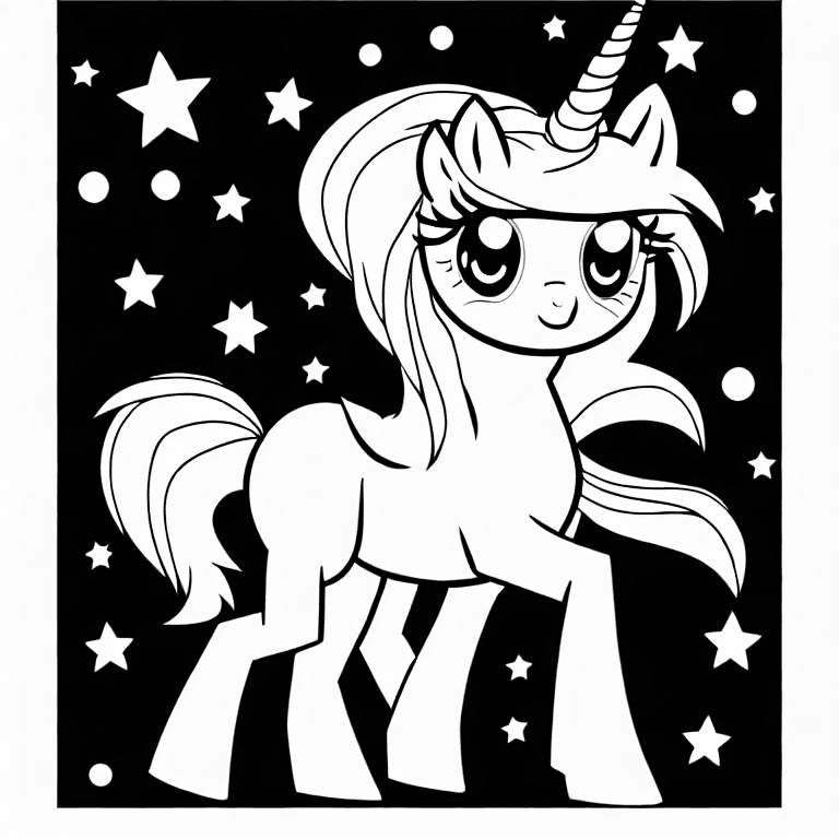 Coloring page of cute unicorn from my little pony