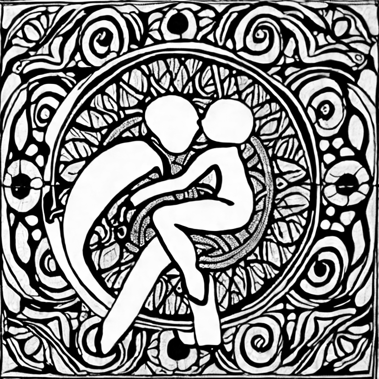 Coloring page of dance tango two people