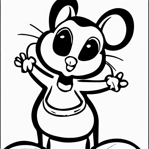 Coloring page of dancing mouse