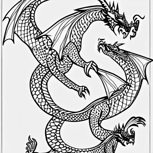 Coloring page of dragons