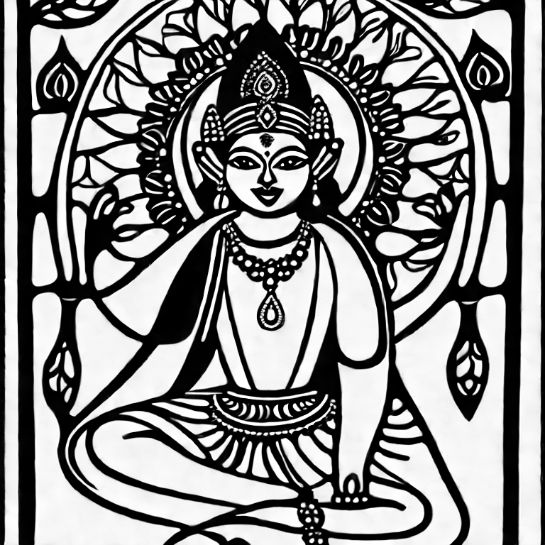 Coloring page of durga puja