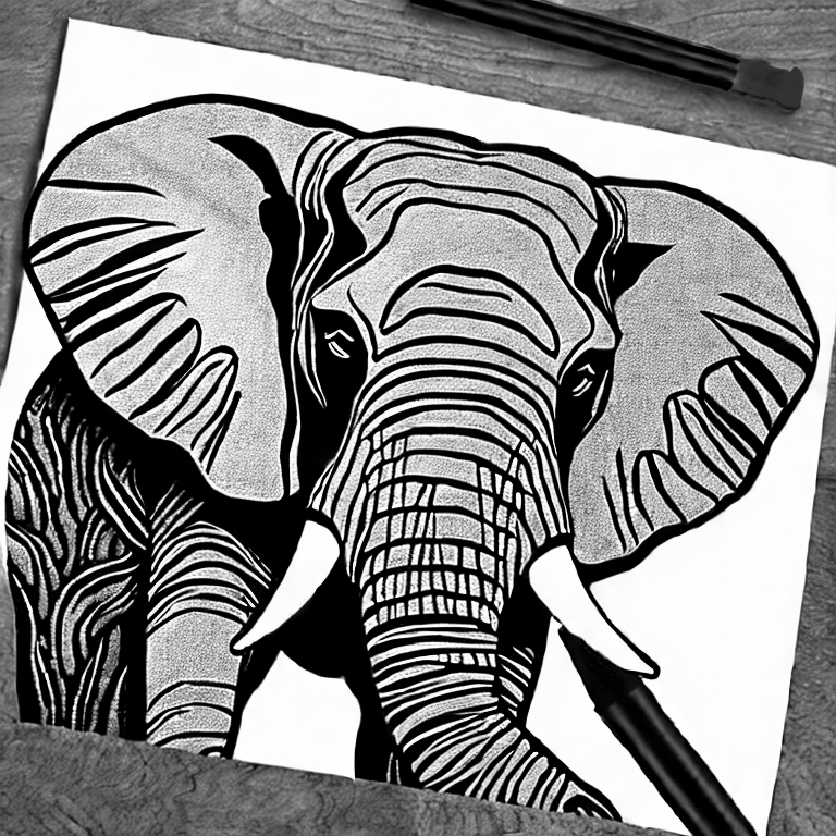 Coloring page of elephant for kids
