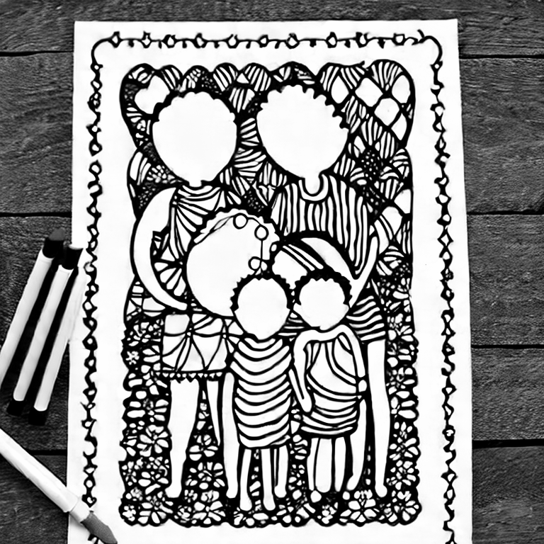 Coloring page of family