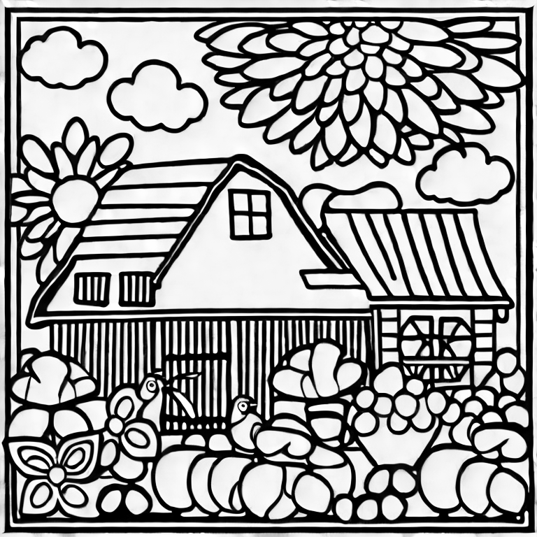 Coloring page of farm