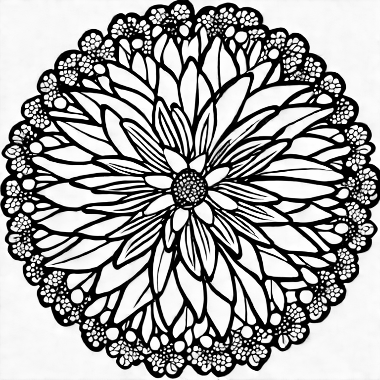 Coloring page of flower in the garden