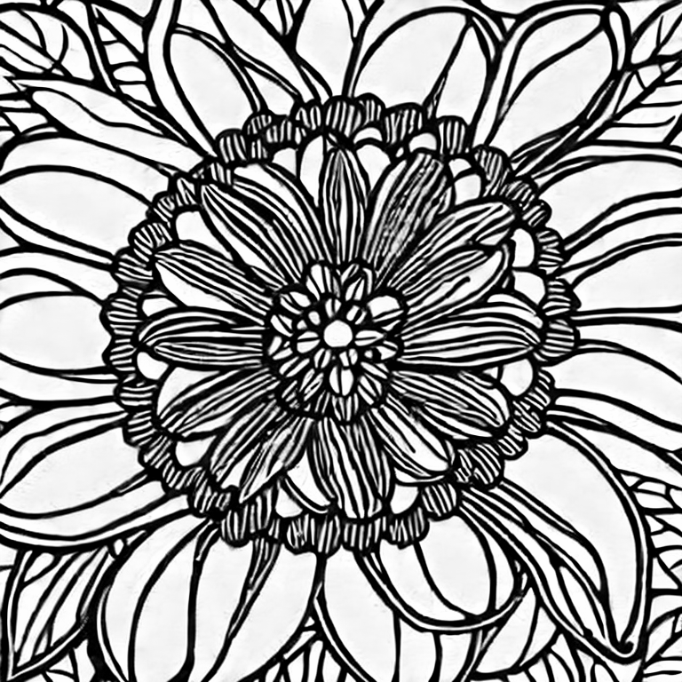 Coloring page of flower thin lines