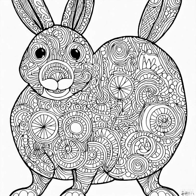 Coloring page of funny rabbit