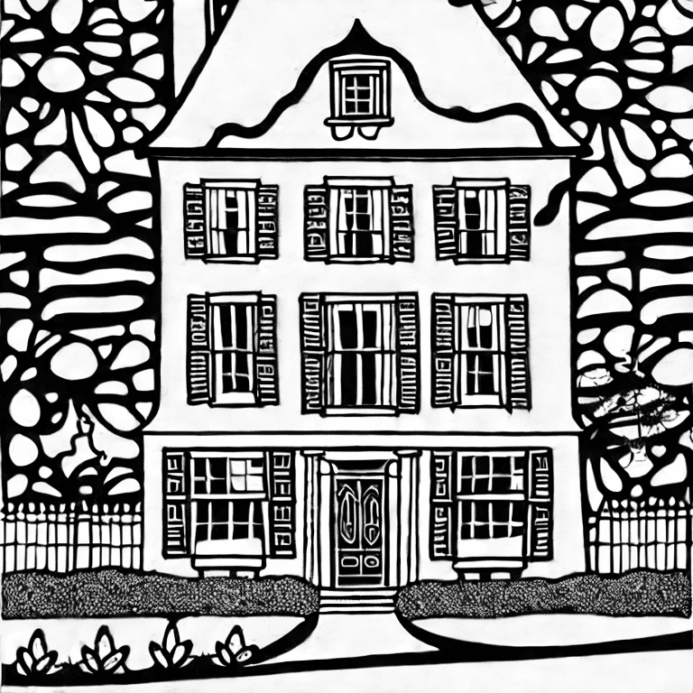 Coloring page of georgian house hotel