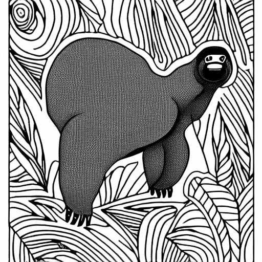 Coloring page of giant sloth