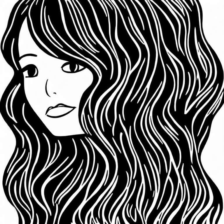 Coloring page of hair colour black