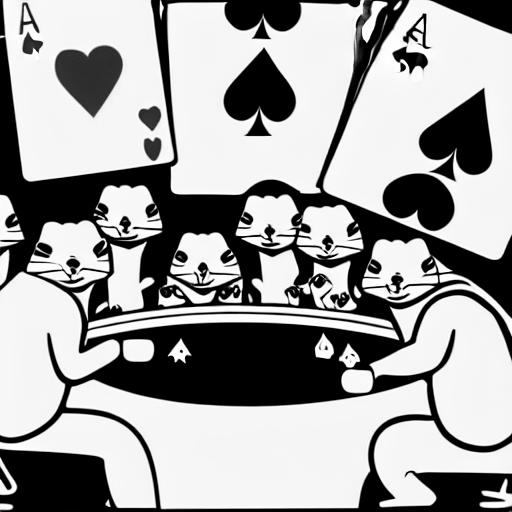 Coloring page of hamsters playing poker