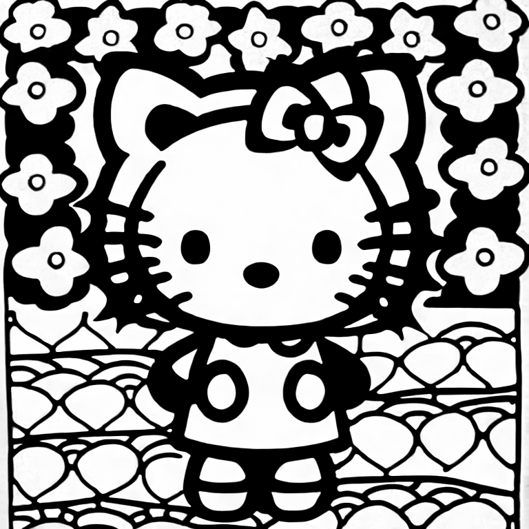 Coloring page of hello kitty cute