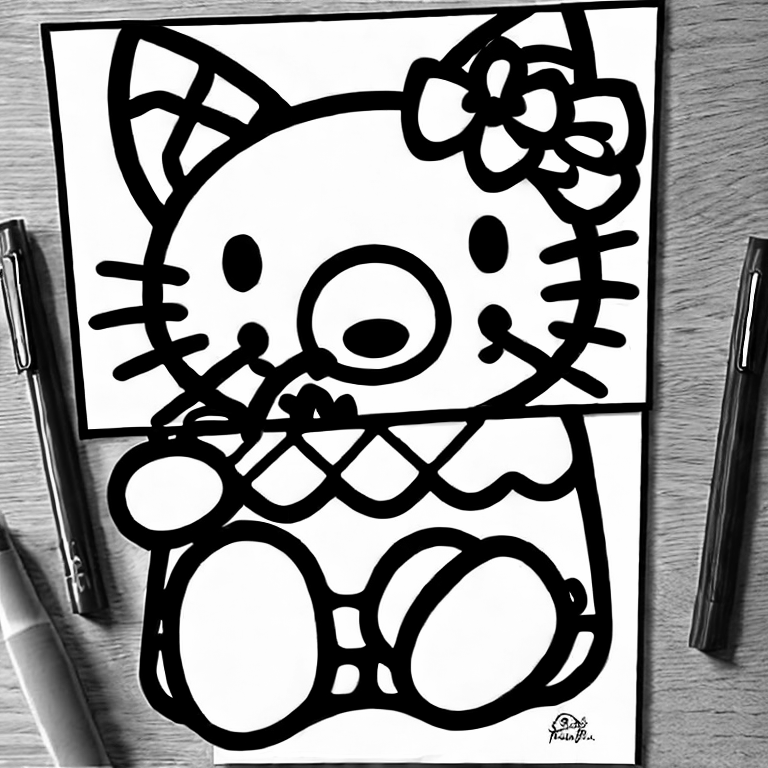 Coloring page of hello kitty smile