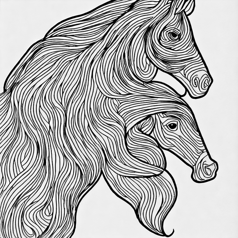 Coloring page of horse juming