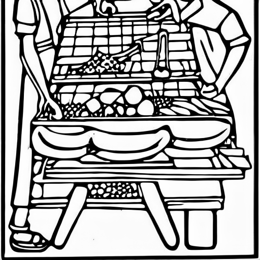 Coloring page of indian street vendor
