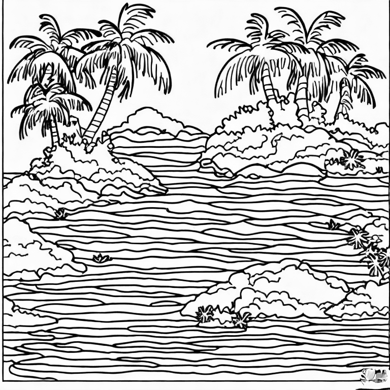 Coloring page of island