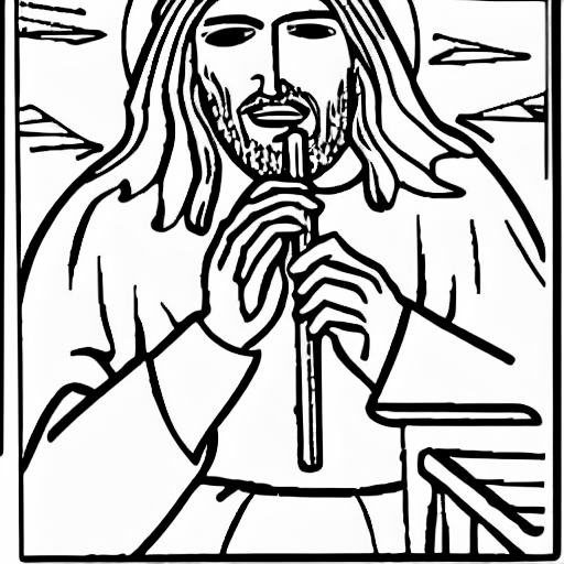Coloring page of jesus eating lollipop