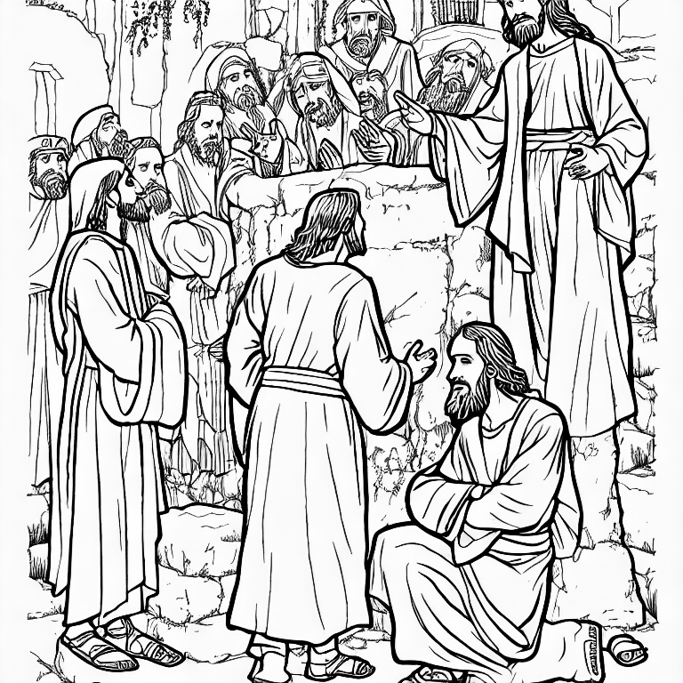 Coloring page of jesus talking to nicodemus
