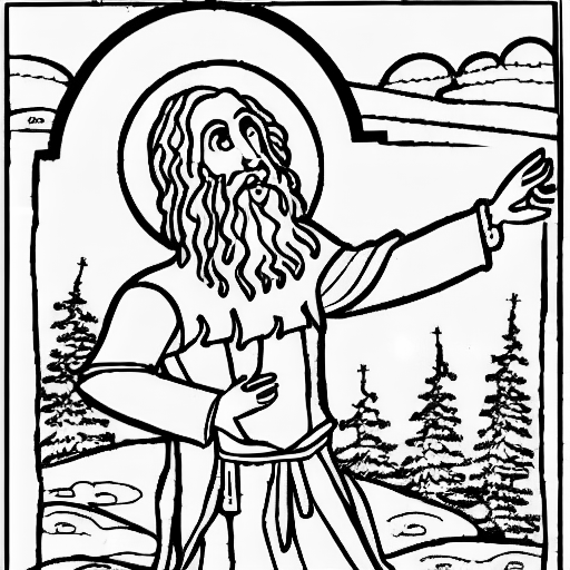 Coloring page of john the baptist in the wilderness