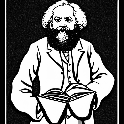 Coloring page of karl marx holding a book