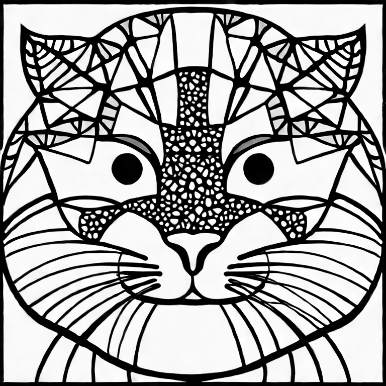 Coloring page of kid cat