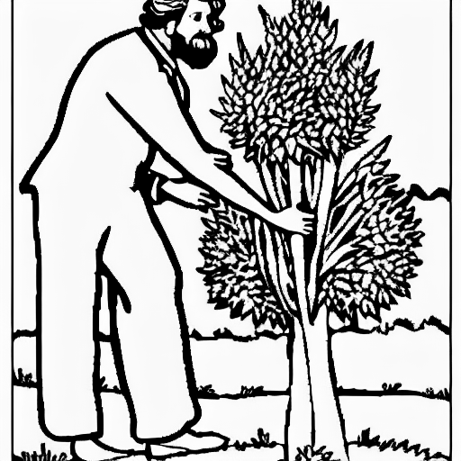 Coloring page of king charles planting a tree