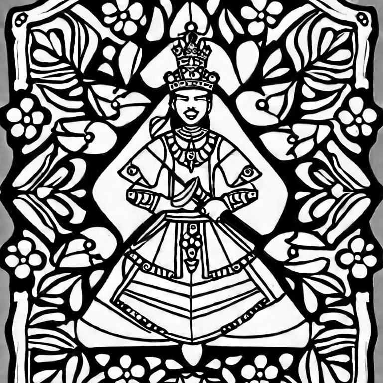 Coloring page of king of the pajajaran kingdom
