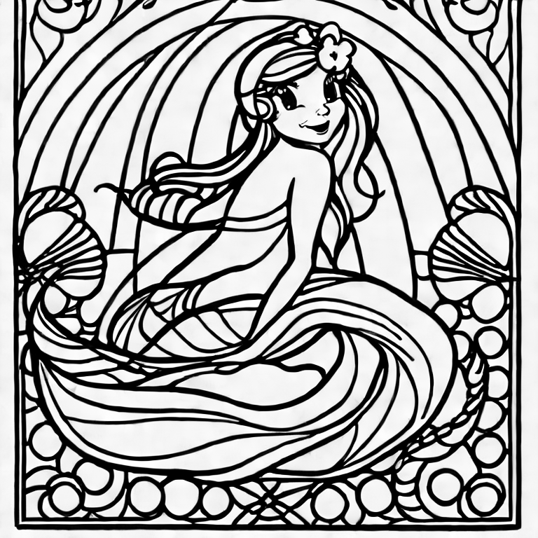 Coloring page of little mermaid